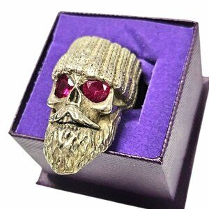 🚨sale🚨 Mens .925 Silver Skull Punk Ruby